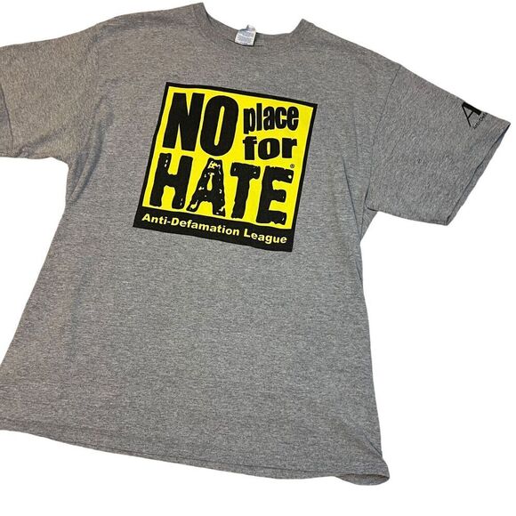 No Place For Hate Anti Defamation Leauge T-Shirt Size Large Grey Short Sleeve - Picture 5 of 7